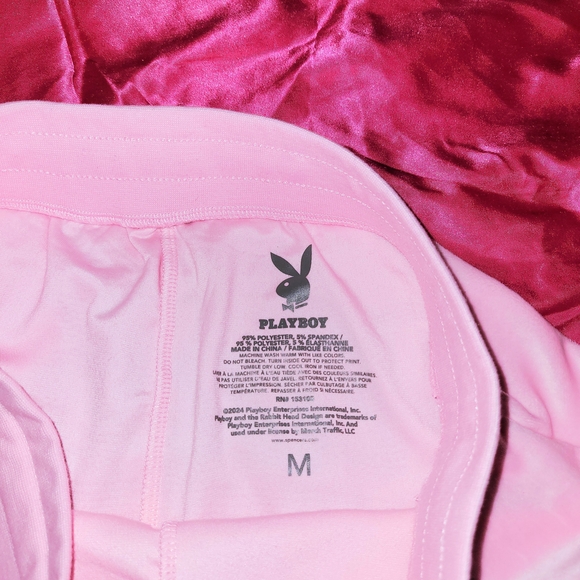 PLAYBOY rhinestoned pink velour pants - Picture 3 of 5